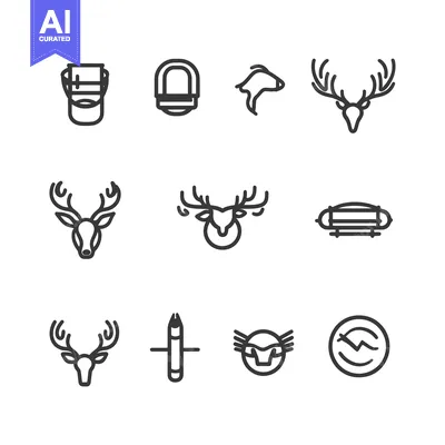 Premium design asset: Set of Line Icons Related to Hunting and Nature