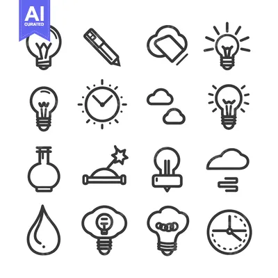 Set of Line Icons Related to Idea and Innovation