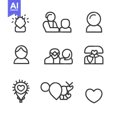 Aset premium populer: Set of Line Icons Related to Love and Romance