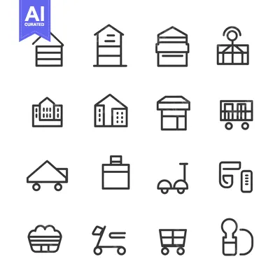 Aset desain premium: Set of Line Icons Related to Shopping and Delivery