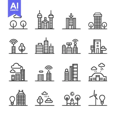 Premium design asset: Set of line icons related to smart city and urban life