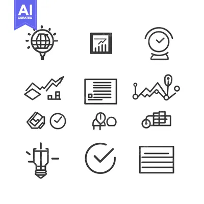 Set of line icons representing business and finance concepts