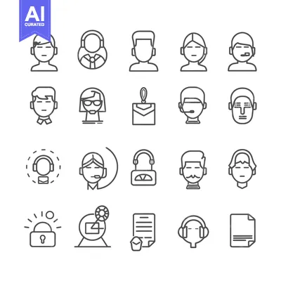 Aset premium populer: Set of Line Icons Representing Customer Support and Service