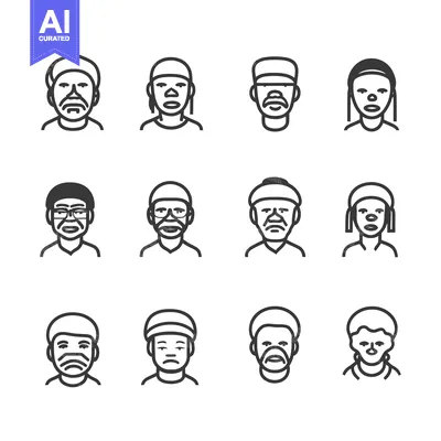 Aset desain premium: Set of Line Icons Representing Different Personalities