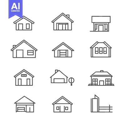 Popular premium asset: Set of Line Icons Representing Different Types of Houses