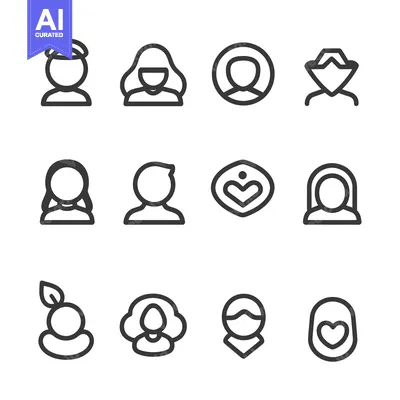 Aset desain premium: Set of Line Icons Representing Diverse People