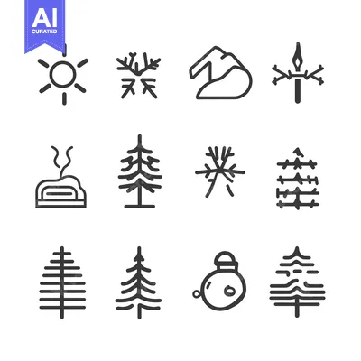 Aset desain premium: Set of Line Icons Representing Winter and Summer Weather Conditions