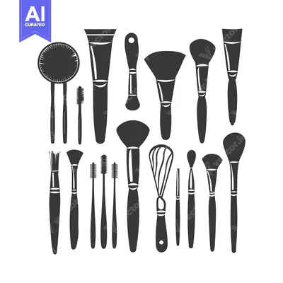 Aset premium populer: Set of Makeup Brushes and a Makeup Tube