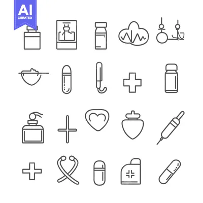 Set of Medical and Healthcare Line Icons