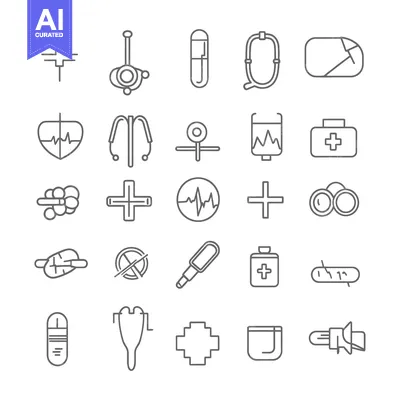 Set of Medical and Healthcare Line Icons