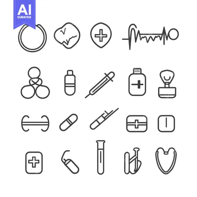 Aset premium populer: Set of Medical and Healthcare Line Icons