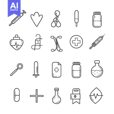 Popular premium asset: Set of Medical and Healthcare Line Icons