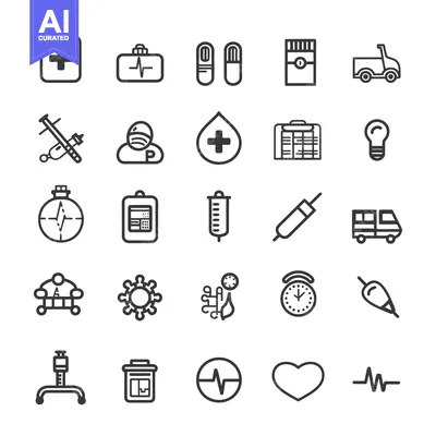 Set of Medical and Healthcare Related Line Icons