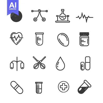 Set of Medical and Healthcare Related Line Icons