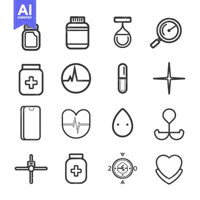 Set of Medical and Health Related Line Icons