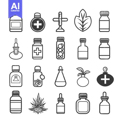 Set of Medical and Herbal Bottle Icons