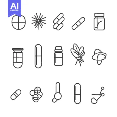 Set of Medical and Pharmaceutical Line Icons