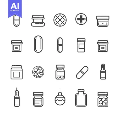 Set of Medical and Pharmacy Line Icons