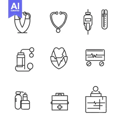 Set of Medical Icons in Line Style