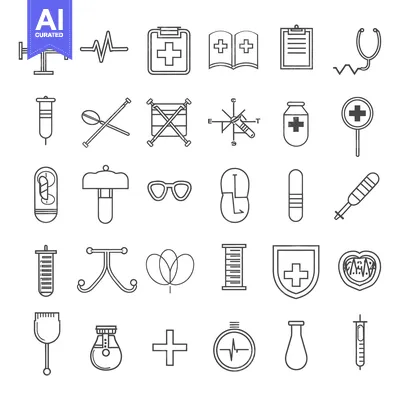 Set of Medical Icons in Line Style