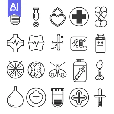 Aset premium populer: Set of Medical Line Icons