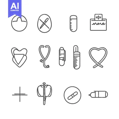 Premium design asset: Set of Medical Line Icons Related to Healthcare and Treatment