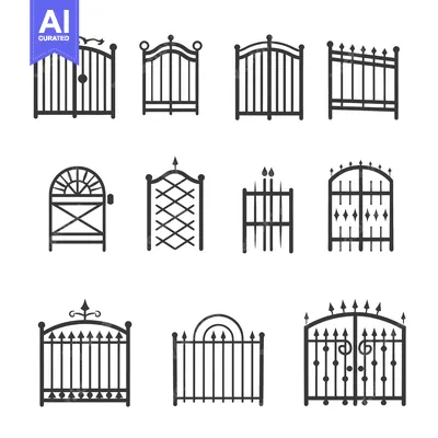 Aset desain premium: Set of Metal Gate Silhouette Icons