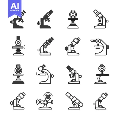 Aset premium populer: Set of Microscope Icons in Different Styles