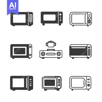Set of Microwave Oven Icons in Different Styles