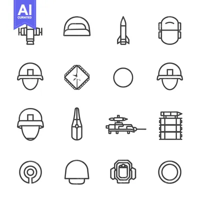 Set of Military and War Related Line Icons