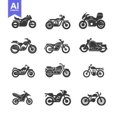 Aset premium populer: Set of motorcycle silhouettes in different styles