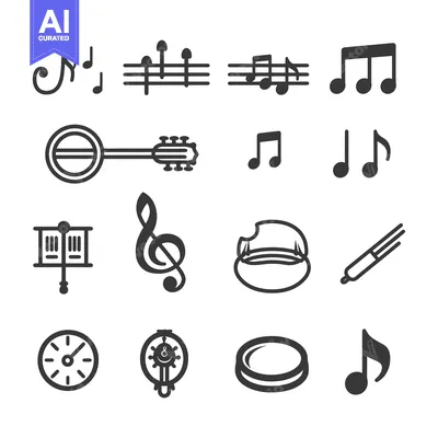 Premium design asset: Set of Music Icons in Black and White