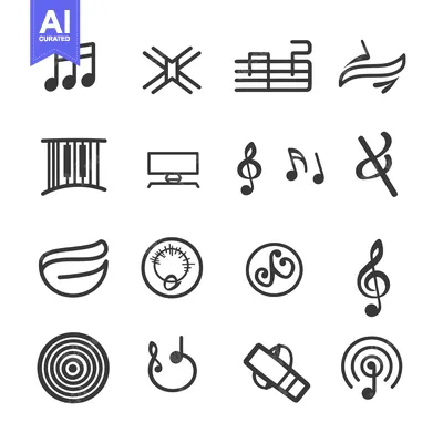 Premium design asset: Set of Music Note and Sound Wave Icons