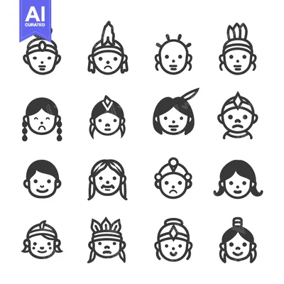 Premium design asset: Set of Native American Indigenous People Icons