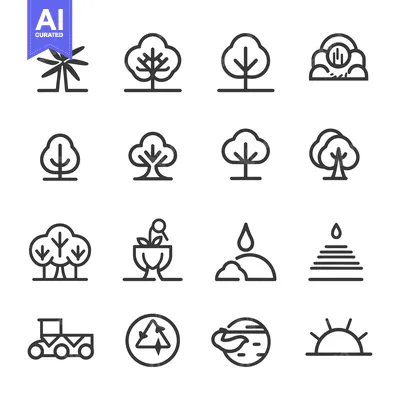 Set of Nature Related Line Icons