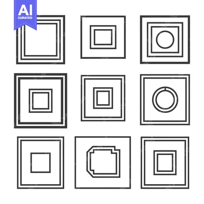 Aset premium populer: Set of Nine Abstract Frames with Different Shapes and Thicknesses