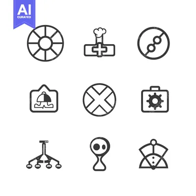 Aset desain premium: Set of Nine Abstract Geometric Black and White Icons