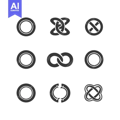 Aset premium populer: Set of nine abstract geometric shapes with circles and lines.