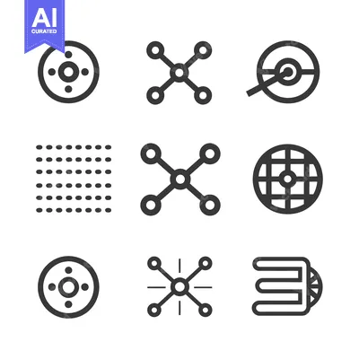 Premium design asset: Set of Nine Abstract Geometric Shapes with Circles and Lines