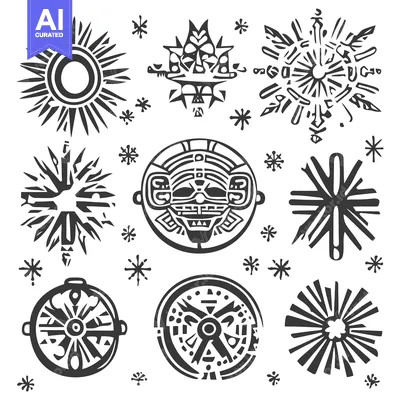 Aset desain premium: Set of Nine Abstract Stylized Black and White Shapes