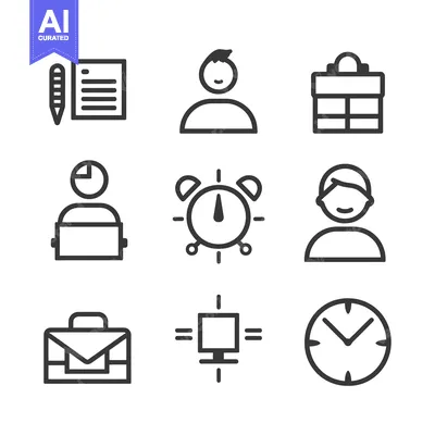 Aset desain premium: Set of nine black and white business icons