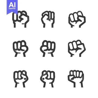 Aset premium populer: Set of Nine Black and White Fist Icons