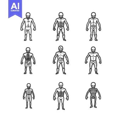 Popular premium asset: Set of Nine Black and White Skeleton Figures