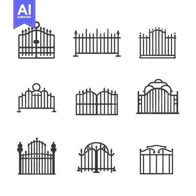 Aset premium populer: Set of nine different black and white gate icons