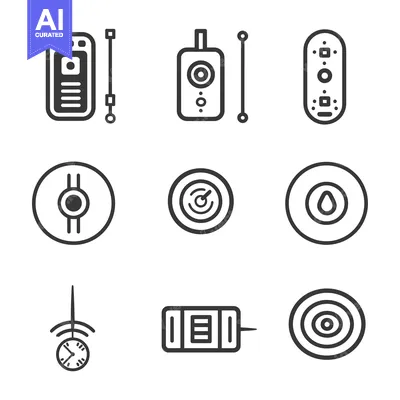 Set of nine different remote control icons