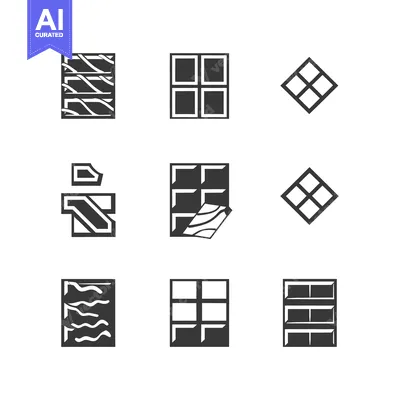 Premium design asset: Set of nine different windowpane icons