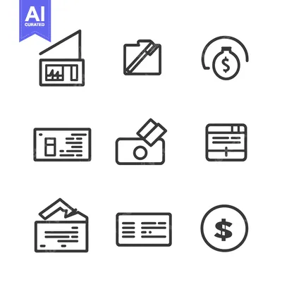 Aset premium populer: Set of Nine Financial Line Icons