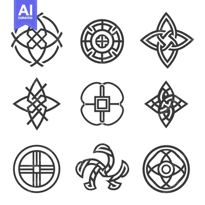 Aset desain premium: Set of nine geometric Celtic knotwork designs