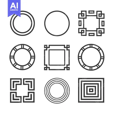 Popular premium asset: Set of nine geometric frames with circular and square shapes