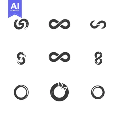 Set of nine infinity symbols in various styles